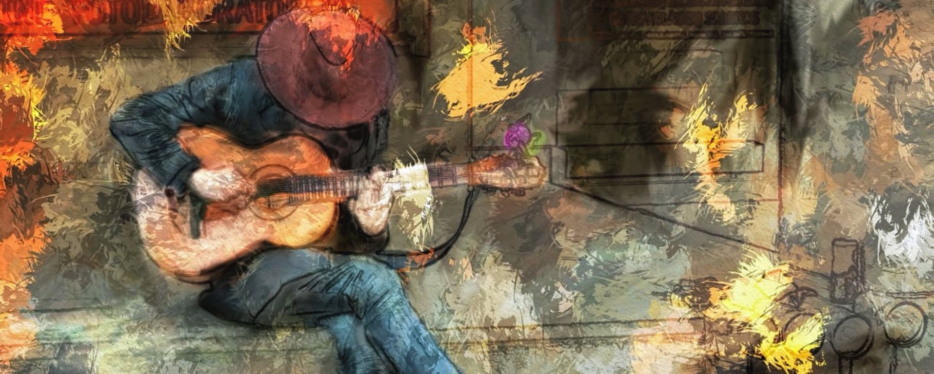 Musician with guitar