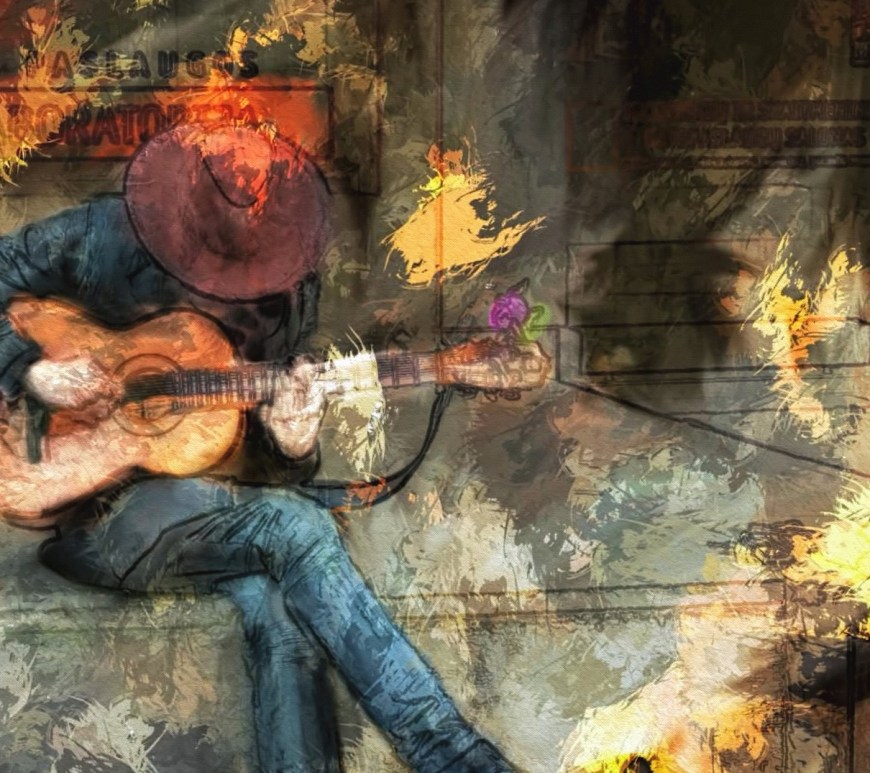 Musician with guitar